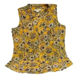 Liz Claiborne size medium gold with black white florals sleeveless button up top